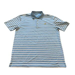 Masters Tech Mens XL Blue White Striped Golf Polo Shirt Short Sleeve MT1670-02